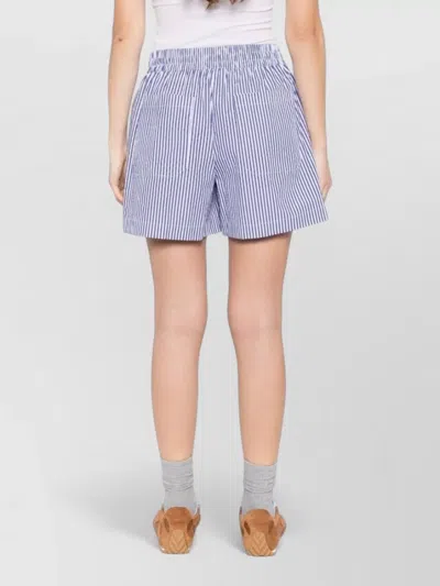P.a.r.o.s.h Cotton Shorts Elastic Waistband Vertical Stripes In Blue