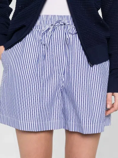 P.a.r.o.s.h Cotton Shorts Elastic Waistband Vertical Stripes In Blue