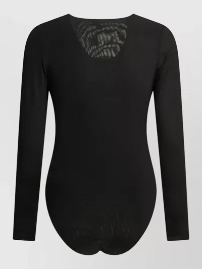 Zimmermann Black Viscose Elastane Long-sleeved Bodysuit In Black
