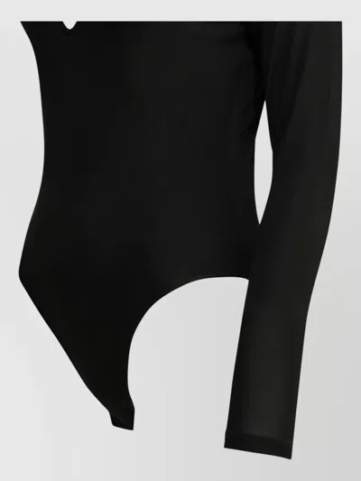 Zimmermann Black Viscose Elastane Long-sleeved Bodysuit In Black