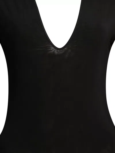 Zimmermann Black Viscose Elastane Long-sleeved Bodysuit In Black