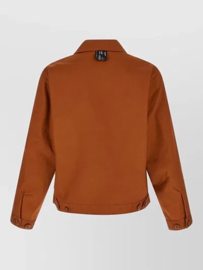 Undercover X Dickies Asymmetric-stitch Logo-patch Jacket In Brown