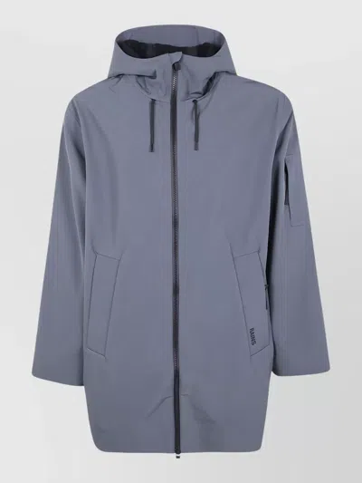 Rains Suva Hooded Softshell Jacket Multiple Pockets In Blue