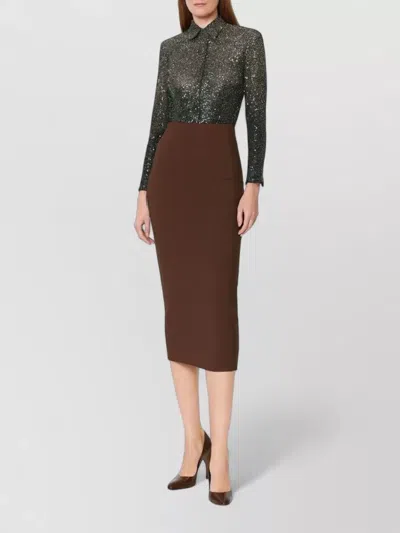 Rotate Birger Christensen Fitted Gradient Sequin Classic Collar Polyester Blouse In Green