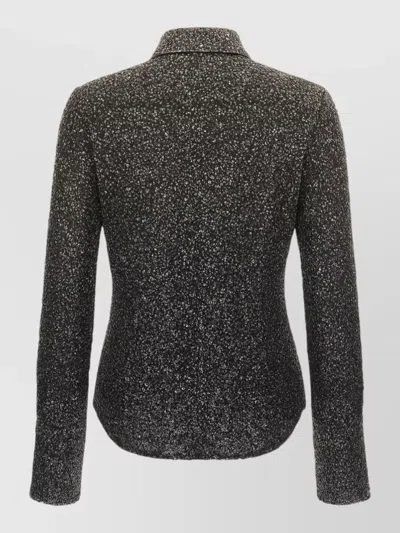 Rotate Birger Christensen Fitted Gradient Sequin Classic Collar Polyester Blouse In Green