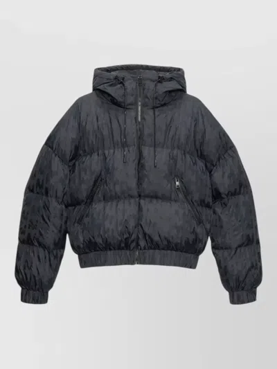 Msgm Themwave Hooded Down Jacket Oversized In Black