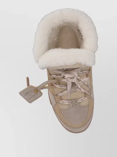 Off-white Winter Sneaker Boot Round Toe Rubber Sole In Multi