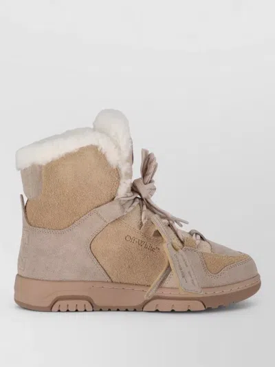 Off-white Winter Sneaker Boot Round Toe Rubber Sole In Multi