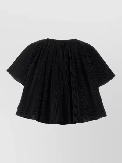 Co Polyester Blend Cape Top Round Neck In Black
