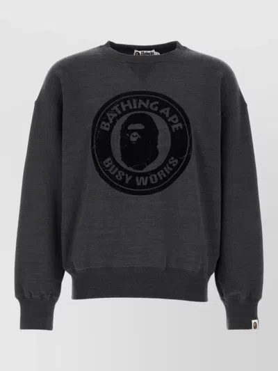 Bape Over Dye Busy Works Relaxed Fit Crewneck Sweatshir In Gray