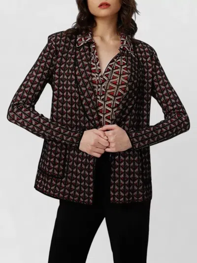 Diane Von Furstenberg Tailored Single-breasted Jacket With Geometric Pattern In Brown