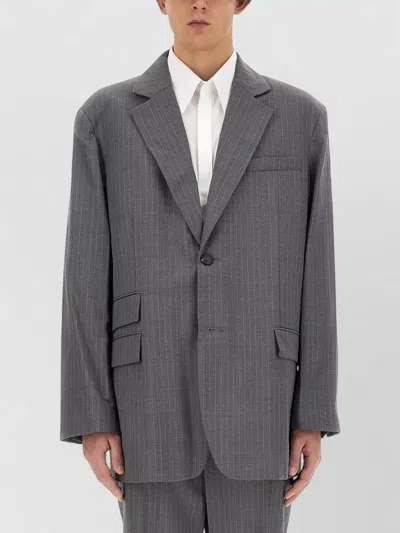 Helmut Lang Wool Suit Jacket Single Breasted Notch Lapel In Gray