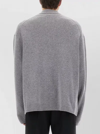 Acne Studios Relaxed-fit V-neck Cardigan With Button-down Front And Embroidered Detailing In Gray