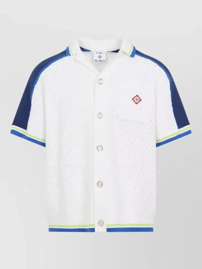 Casablanca Contrasting Trims Chest Pocket Logo-embroidered Short-sleeve Button-up Shirt