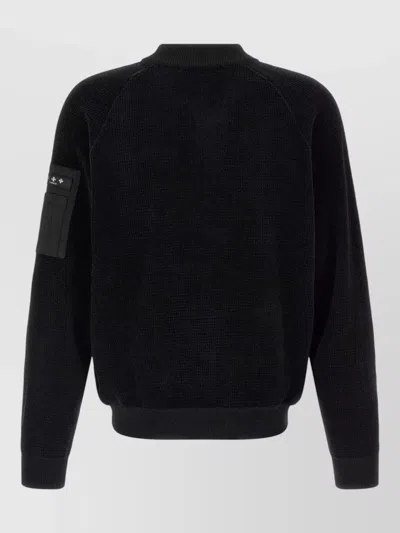 Tatras Gavrio Bomber Jacket Textured Fabric Ribbed Cuffs In Black