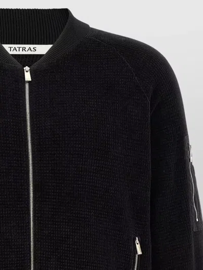 Tatras Gavrio Bomber Jacket Textured Fabric Ribbed Cuffs In Black