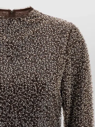 Rotate Birger Christensen Sequin Embellished Peplum Hem Long Sleeve Top In Multi