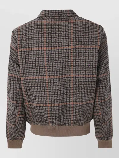 Les Deux Houndstooth Varsity Jacket Collared Ribbed Hem In Multi