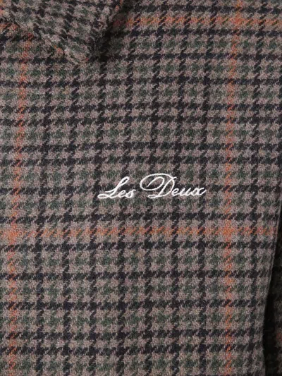 Les Deux Houndstooth Varsity Jacket Collared Ribbed Hem In Multi