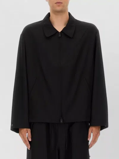 Y-3 Wool Jacket Collared Design Front Pockets In Black
