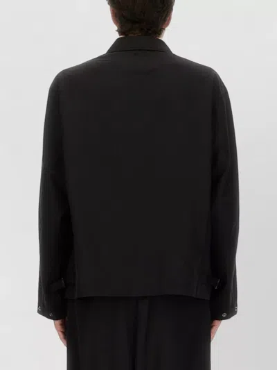 Y-3 Wool Jacket Collared Design Front Pockets In Black
