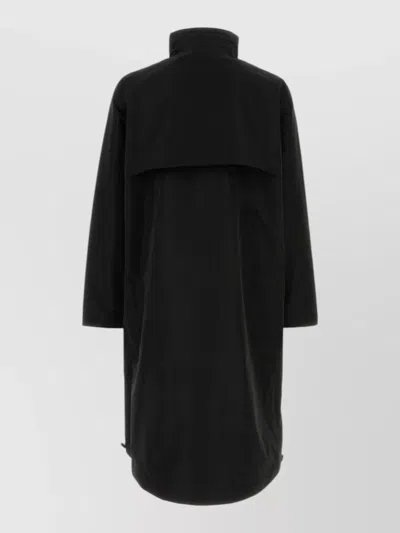 Entire Studios Long Polyester Jacket High Collar Pockets In Black