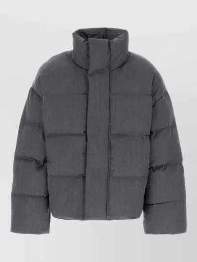 Entire Studios Wool Down Jacket High Collar Quilted In Gray