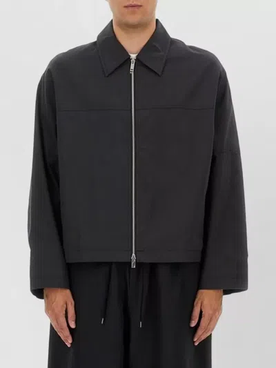 Studio Nicholson Harrington Jacket Zip Front Collared Design In Black