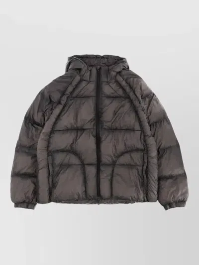 Represent Dark Grey Glossy Quilted Down Jacket In Brown