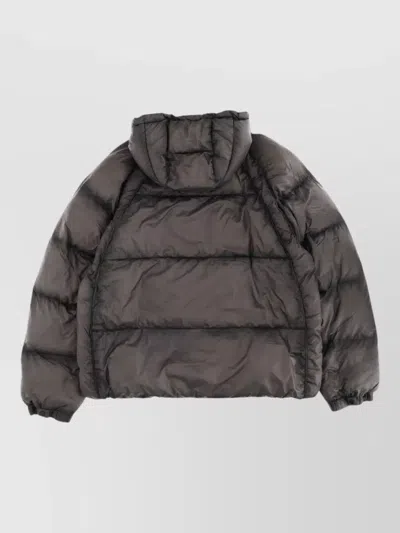 Represent Dark Grey Glossy Quilted Down Jacket In Brown
