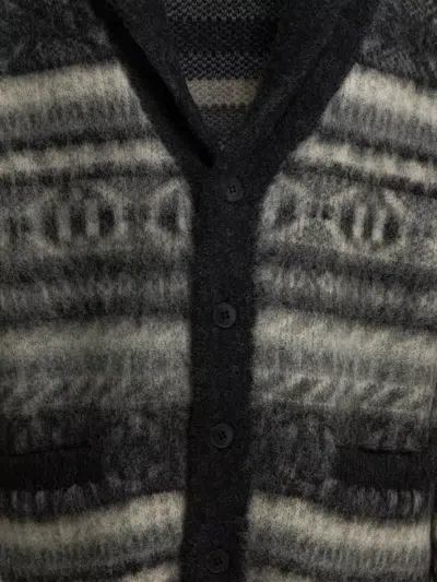 Beams Wool Cardigan Shawl Collar Patterned Pockets In Multi