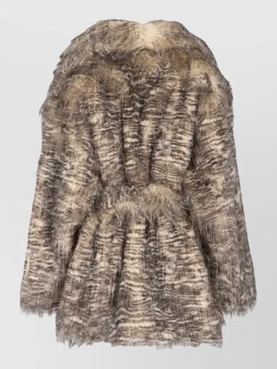 Entire Studios Textured Faux Fur Jacket With Striped Pattern In Brown