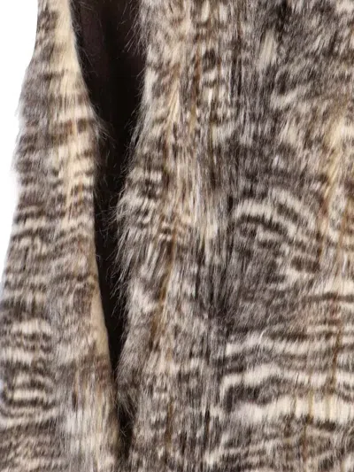 Entire Studios Textured Faux Fur Jacket With Striped Pattern In Brown