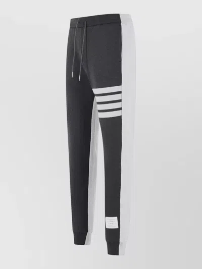 Thom Browne Colorblock 4 Bar Cotton Pants Elastic Cuffs In Blue