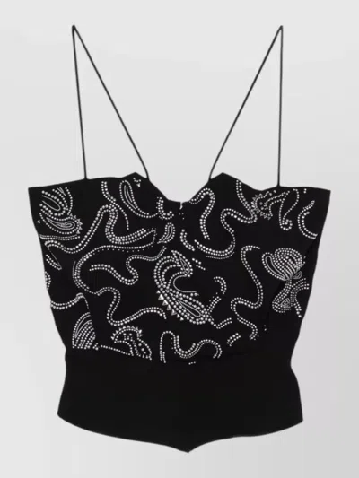Iro Black Embellished V Neck Top In Black