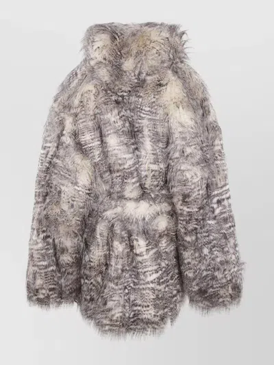 Entire Studios Textured Faux Fur Jacket With Striped Pattern In Multi