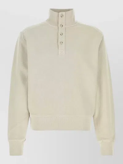 Entire Studios Cotton Sweatshirt High Collar Ribbed Trims In Neutral