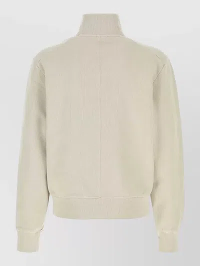 Entire Studios Cotton Sweatshirt High Collar Ribbed Trims In Neutral