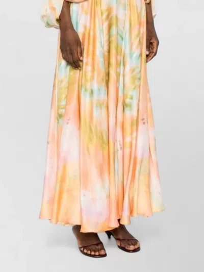 Zimmermann Luna Twist Off-the-shoulder Cutout Gathered Printed Silk-satin Maxi Dress In Pink