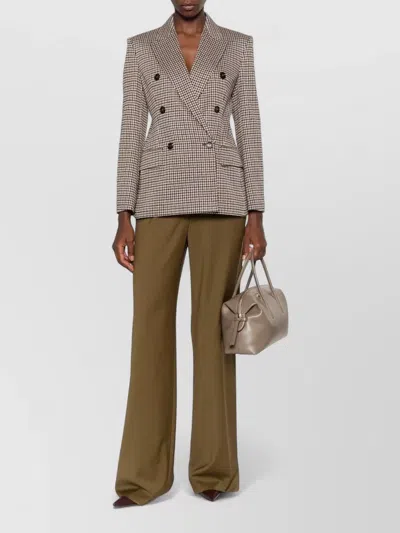 Max Mara Tailored Houndstooth Jacket Structured Shoulders In Brown