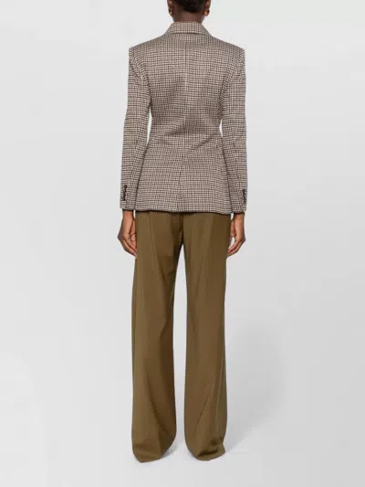 Max Mara Tailored Houndstooth Jacket Structured Shoulders In Brown