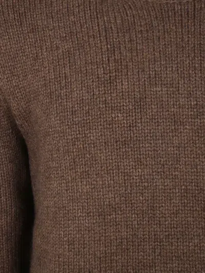 Studio Nicholson Knit Crew Neck Sweater Ribbed Cuffs Hem In Brown