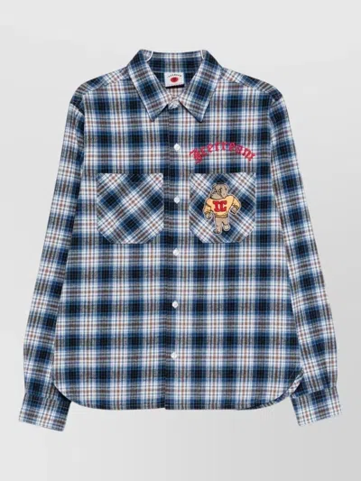 Icecream Check-pattern Logo-embroidered Shirt In Blue