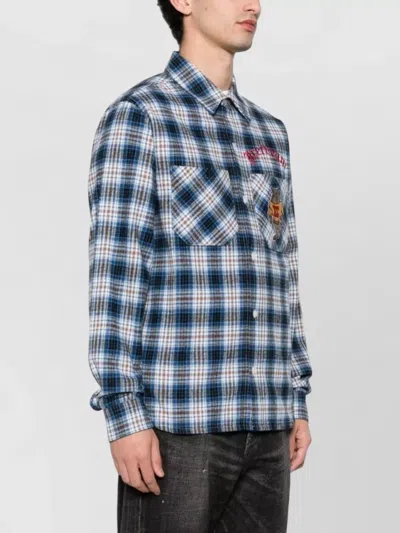 Icecream Check-pattern Logo-embroidered Shirt In Blue