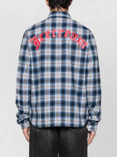 Icecream Check-pattern Logo-embroidered Shirt In Blue