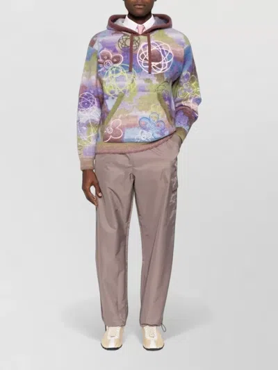 Kenzo Hooded Wool Blend Top Abstract Pattern In Multi