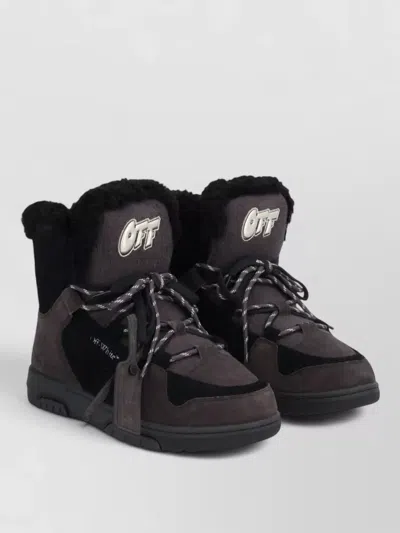 Off-white Winter Sneaker Boot Round Toe Leather In Black
