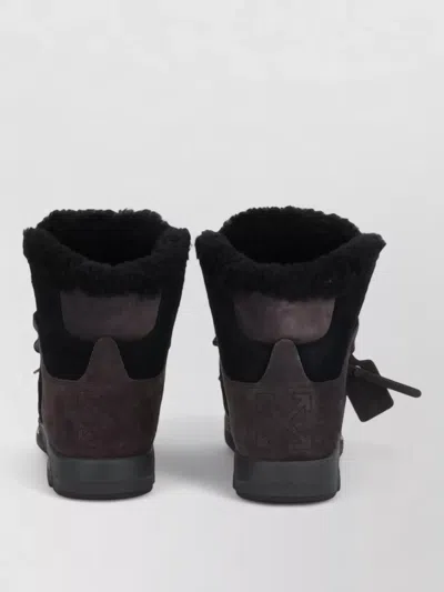 Off-white Winter Sneaker Boot Round Toe Leather In Black
