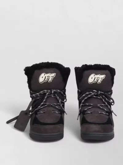 Off-white Winter Sneaker Boot Round Toe Leather In Black