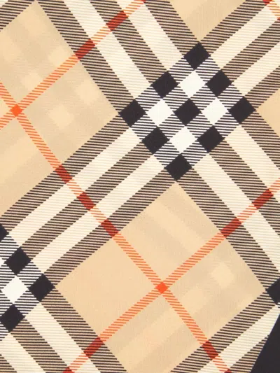 Burberry Silk Foulard Triangular Shape Plaid Pattern In Brown